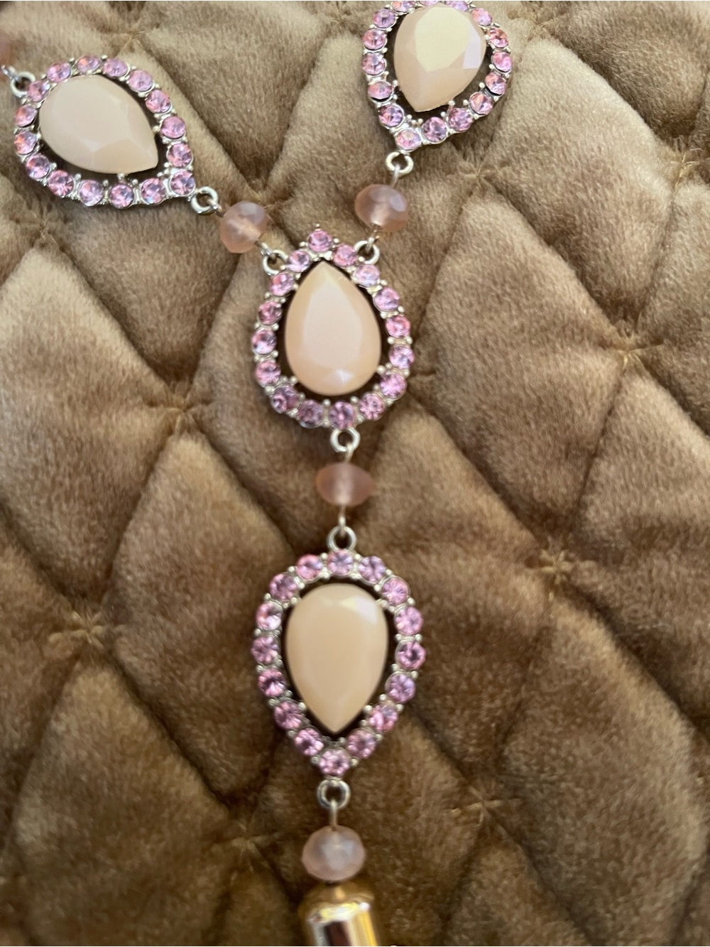 INC International Concepts Pink Teardrop Tassel Necklace